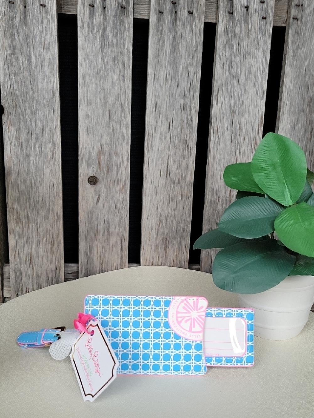 Lilly Pulitzer Frenchie Blue Caning Luggage Tag